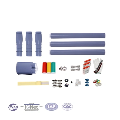24kV three-core indoor cold shrink cable termination kit with three molded termination bodies, breakout boot and installation accessories