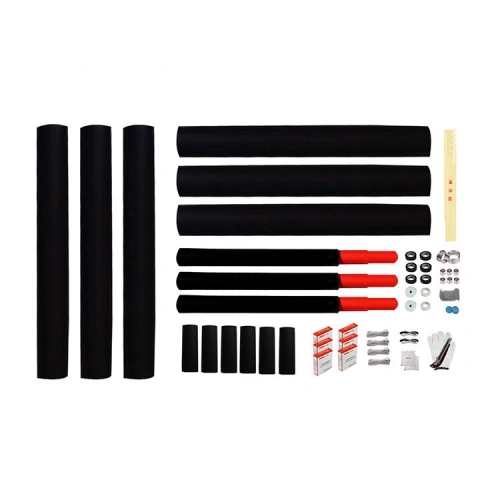 35kV three-core heat shrink straight joint kit with long black tubes, three red-ended sleeves and cable jointing accessories