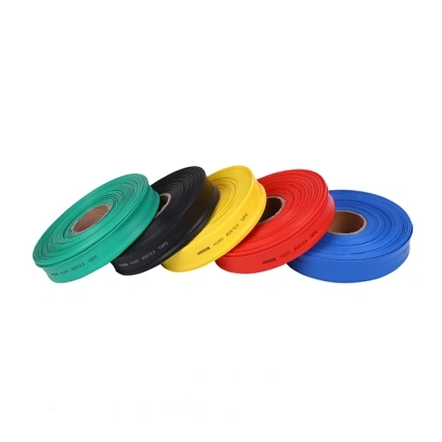 Five rolls of RIKI thin-wall heat shrink tubing in green, black, yellow, red and blue for electrical insulation